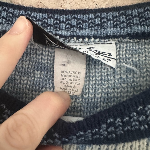 Women’s private eyes vintage blue brown sweater - Picture 3 of 7